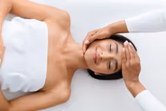 Woman having Indian Head Massage