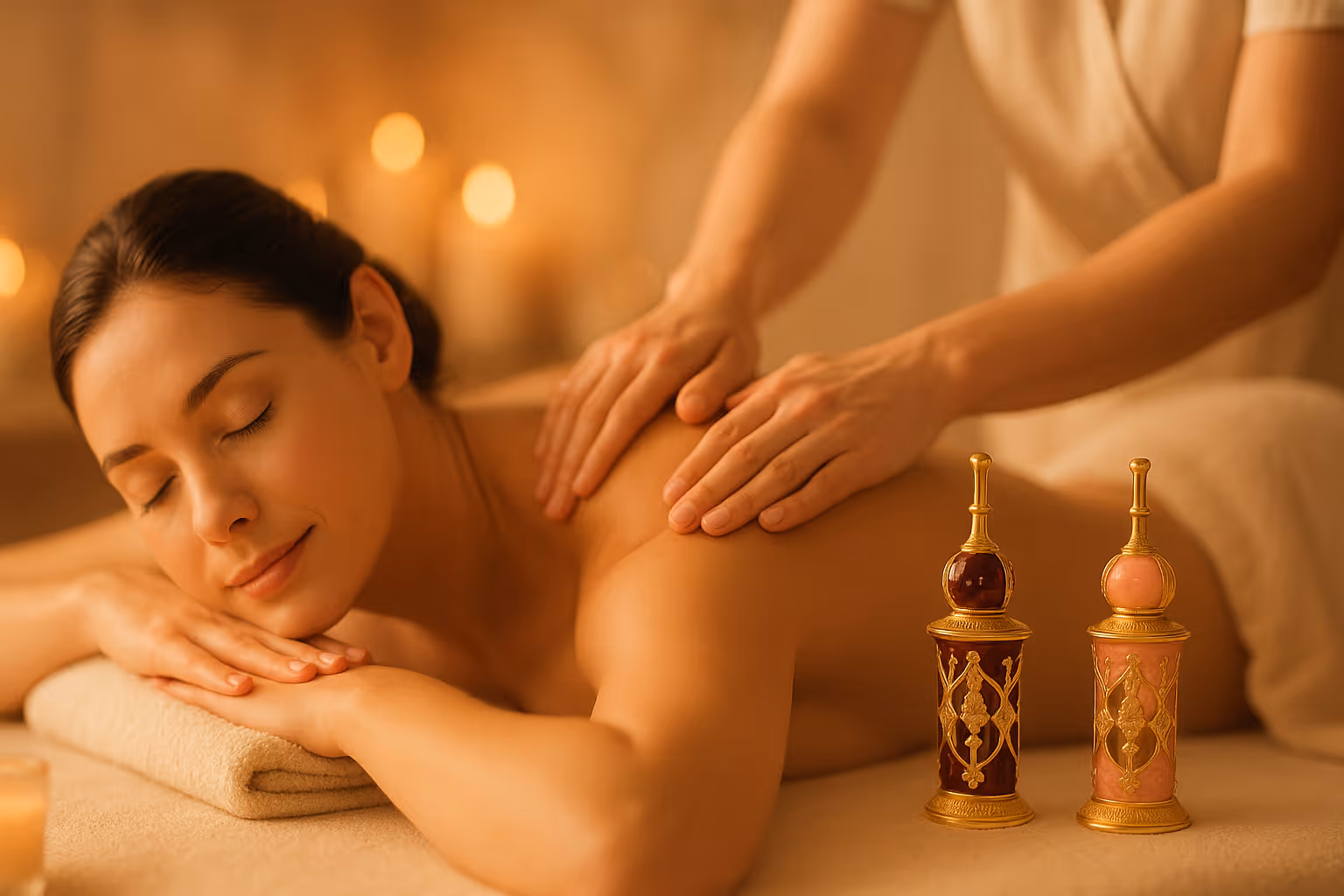 Woman having a Pre-blended Aromatherapy Massage